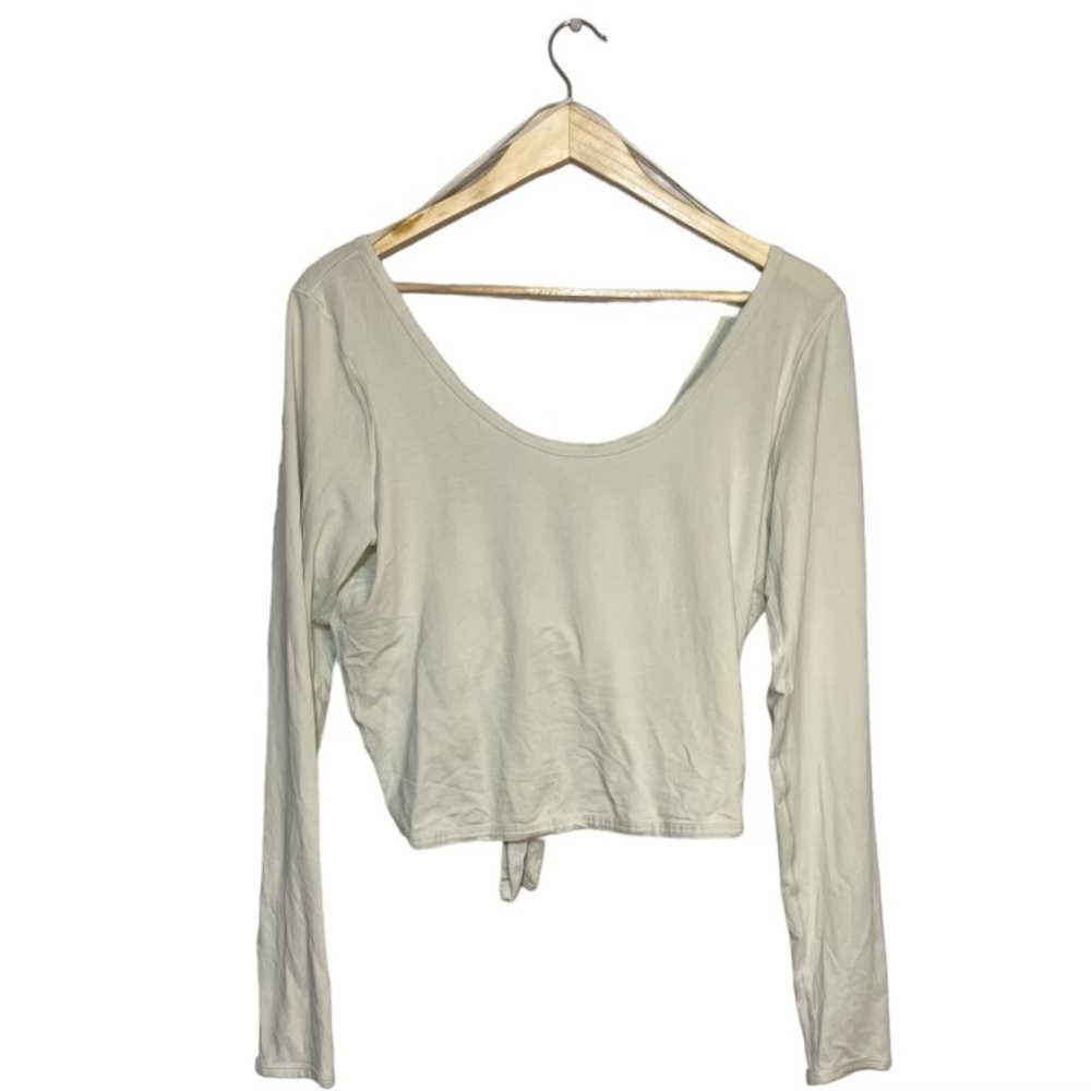 Lululemon Open Back Long Sleeve White/Mint Greenish Size 12